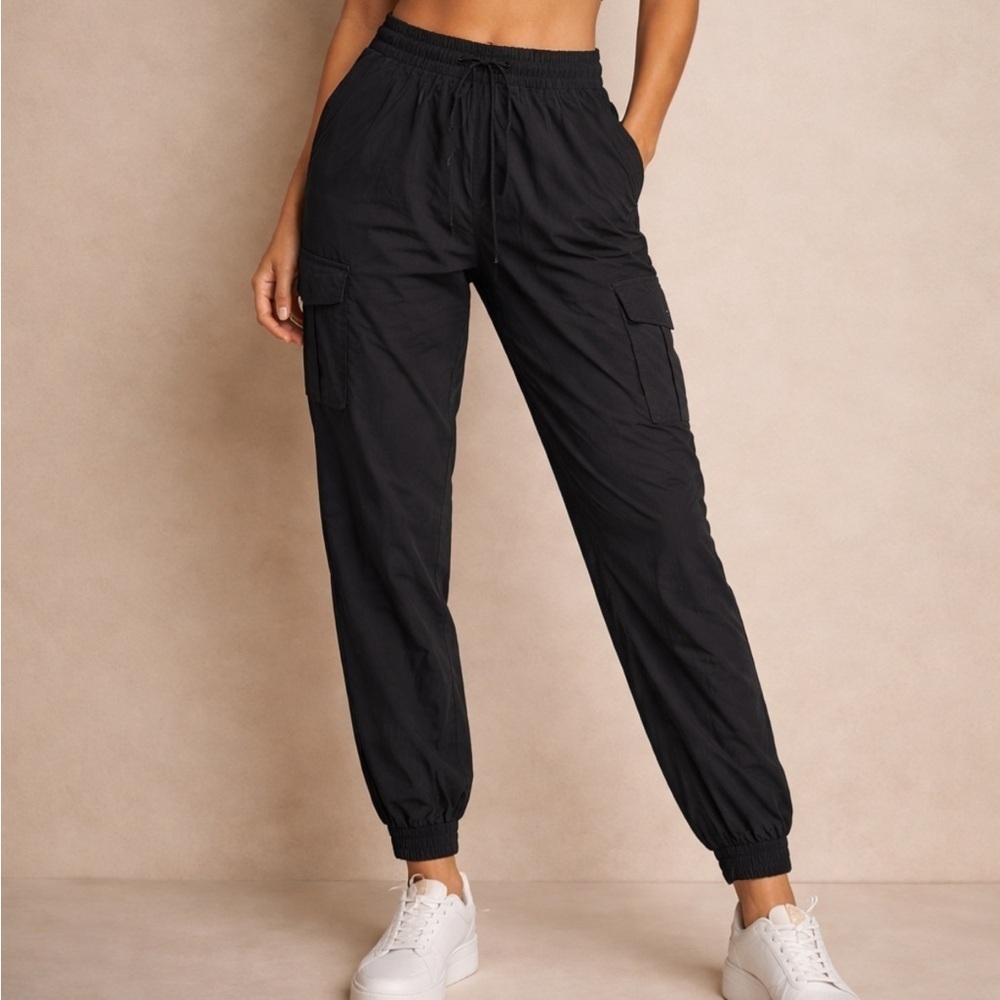 PINCH Black Cargo Jogger Pants Size Small Elastic Waist Drawstring